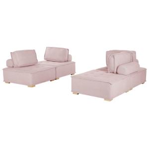Ensemble de salon modulable 4 places tissu rose