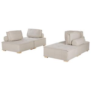 Ensemble de salon modulable tissu beige clair 4 places