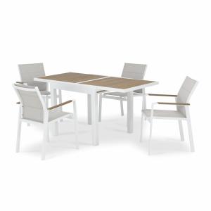 Ensemble de table 160/80×80 cm et 4 chaises en aluminium bl…