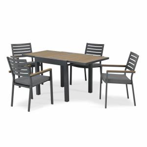 Ensemble de table 160/80×80 cm et 4 chaises en aluminium gr…