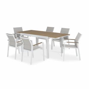 Ensemble de table 200/140×90 cm et 6 chaises en aluminium b…