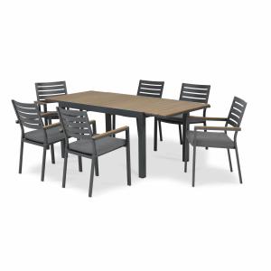 Ensemble de table 200/140×90 cm et 6 chaises en aluminium g…
