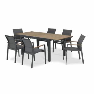 Ensemble de table 200/140×90 cm et 6 chaises en aluminium g…