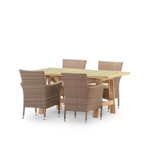 Ensemble de table et 4 chaises en bois et céramique vert cl…