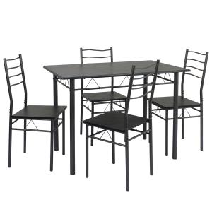 Ensemble de Table et 4 chaises pour salle à manger noir/gri…