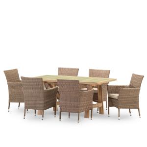 Ensemble de table et 6 chaises en bois et céramique vert cl…