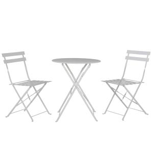 Ensemble de table et chaises, 2 places en acier blanc