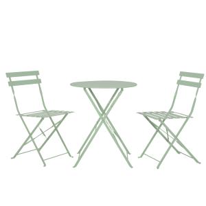 Ensemble de table et chaises, 2 places en acier vert