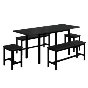 Ensemble de table extensible noir avec 2 bancs et 2 taboure…