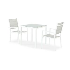 Ensemble de table fixe 70×70 et 2 chaises de jardin blanche…
