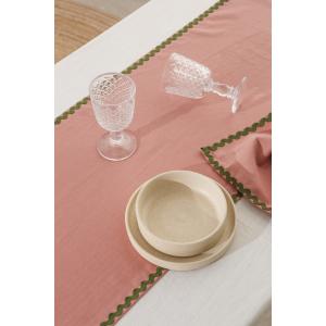 Ensemble de table nappe et serviettes 8 pièces lin 100% ros…