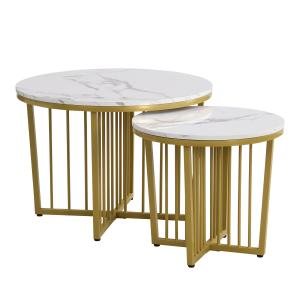 Ensemble de tables basses gigognes modernes effet marbre