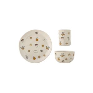 Ensemble de vaisselle en grès blanc ( Lot de 3 )