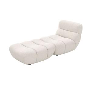 Ensemble fauteuil et pouf en tissu bouclé blanc