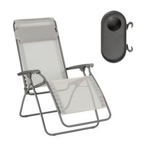 Ensemble fauteuil relax et porte gobelet en acier beige L88…