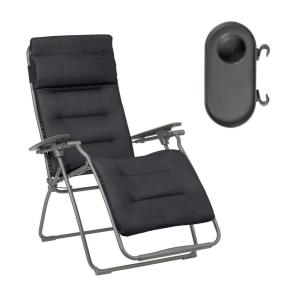 Ensemble fauteuil relax et porte gobelet en acier gris L88x…