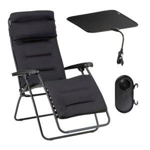 Ensemble fauteuil relax matelassé avec accessoires en acier…