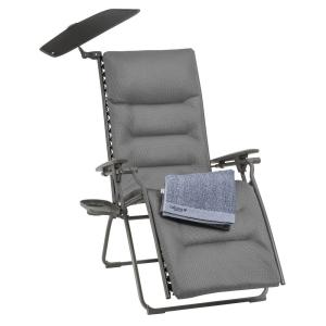 Ensemble fauteuil relax matelassé et accessoires en acier g…