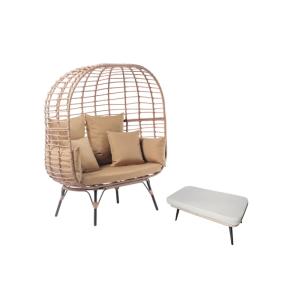 Ensemble fauteuil sur pied effet rotin et repose-pieds avec…