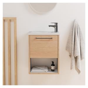 Ensemble lave-mains avec niche et robinet chromé