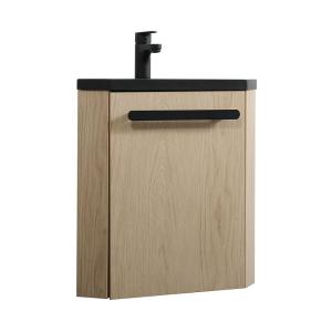 Ensemble lave-mains d'angle suspendu SKINO avec robinet noir