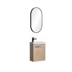 Ensemble lave-mains suspendu  avec robinet noir et miroir o…
