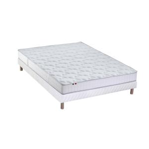 Ensemble matelas 100% latex 5 zones sommier blanc 140x190