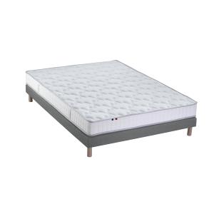 Ensemble matelas 100% latex 5 zones sommier gris 140x190