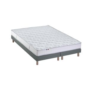 Ensemble matelas 100% latex 5 zones sommier gris 160x200