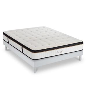 Ensemble matelas à Mémoire de forme et Sommier en kit blanc…