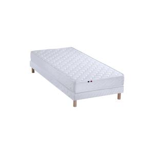 Ensemble matelas accueil latex 3 zones sommier blanc 90x200