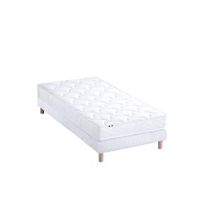 Ensemble matelas latex 3 zones sommier blanc 90x190