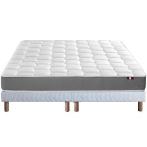 Ensemble matelas mémoire forme sommier blanc 160x200