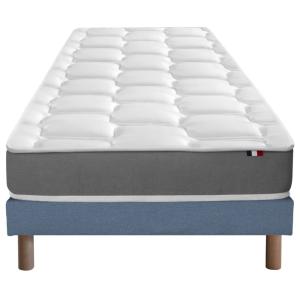 Ensemble matelas mémoire forme sommier bleu 90x200