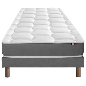 Ensemble matelas mémoire forme sommier gris 90x190
