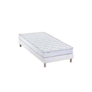 Ensemble matelas mousse et latex sommier blanc 90x190