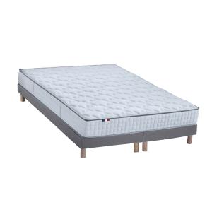 Ensemble matelas ressort mémoire forme sommier gris 160x200