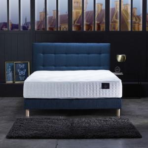 Ensemble matelas ressorts ensachés et sommier bleu marine 1…