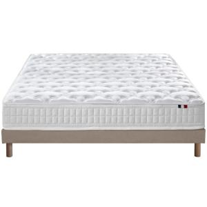 Ensemble matelas ressorts et sommier 140x190 beige