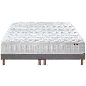 Ensemble matelas ressorts et sommier 2x80x200 gris