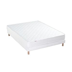Ensemble matelas ressorts fermes sommier blanc 140x190
