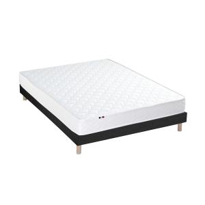 Ensemble matelas ressorts fermes sommier noir 140x190