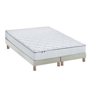 Ensemble matelas ressorts   sommier 2x80x200 beige