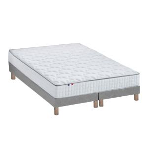Ensemble matelas ressorts   sommier 2x80x200 gris