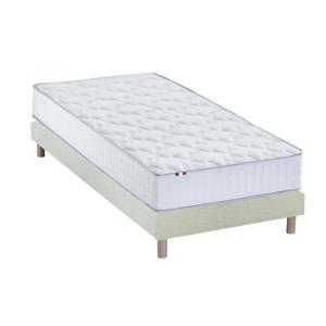 Ensemble matelas ressorts   sommier 90x190 beige