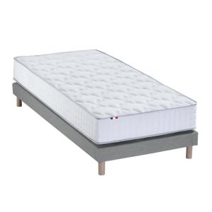 Ensemble matelas ressorts   sommier 90x200 gris