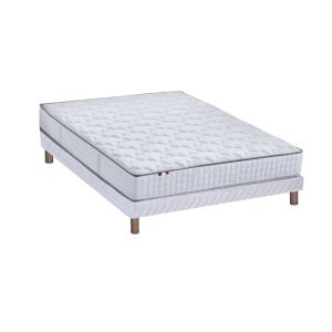 Ensemble matelas ressorts sommier blanc 140x190