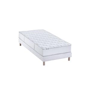 Ensemble matelas ressorts sommier blanc 90x190