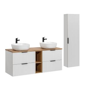 Ensemble meuble double vasque colonne stratifiés blanc