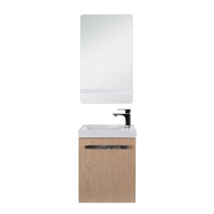 Ensemble meuble lave-mains décor chêne    miroir